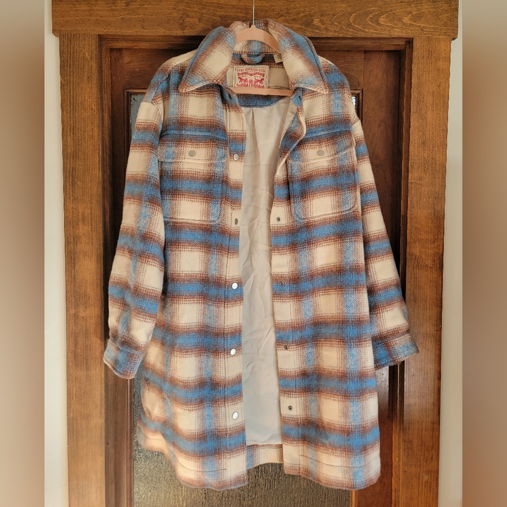 Levi's Blue and Cream Plaid Utility Jacket